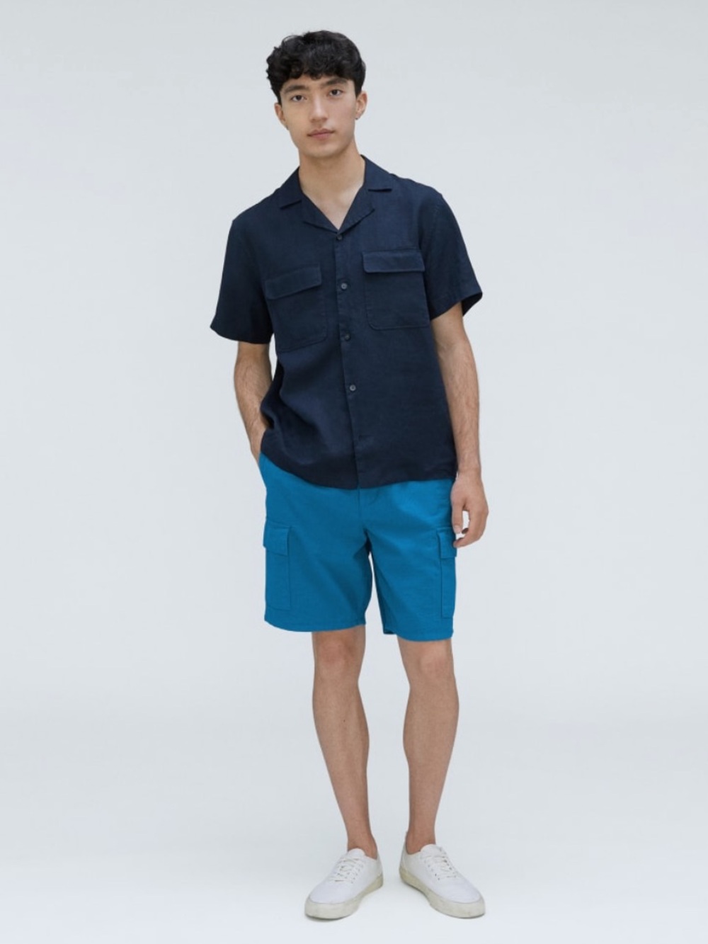 Everlane Shorts M Cotton Linen Blue